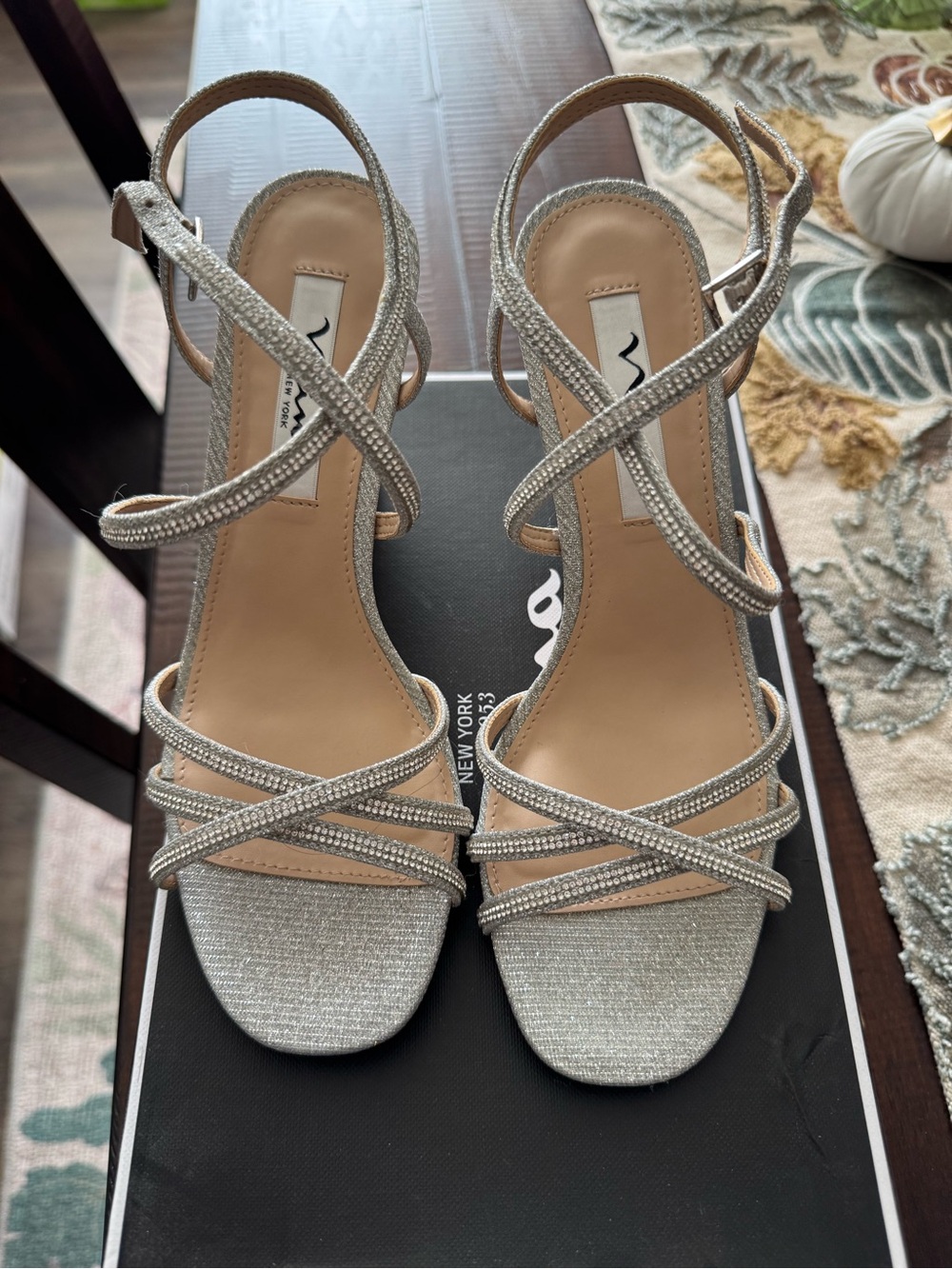 Nina Silver Glitter Strappy High-Heel Sandals